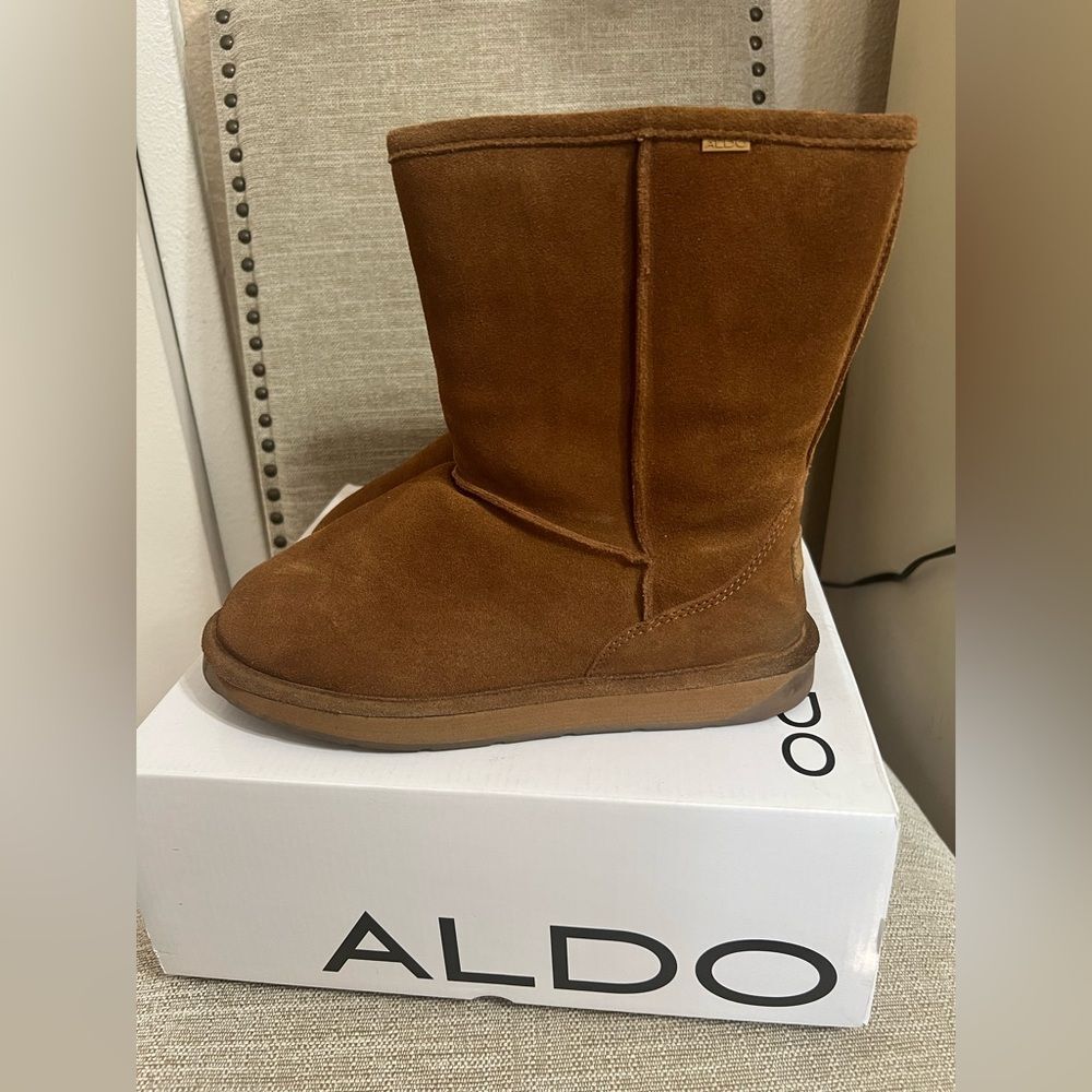 Aldo Tan Suede Ankle Boots Sz 9(39) Winter Cozy Comfy Cabincore Y2K Vintage